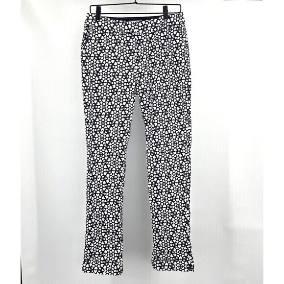 BODEN Chino Pants Navy White Size 8L (Tall) Stretch Heart Print Front Pockets - Picture 1 of 13